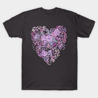 heart floral folk art png T-Shirt